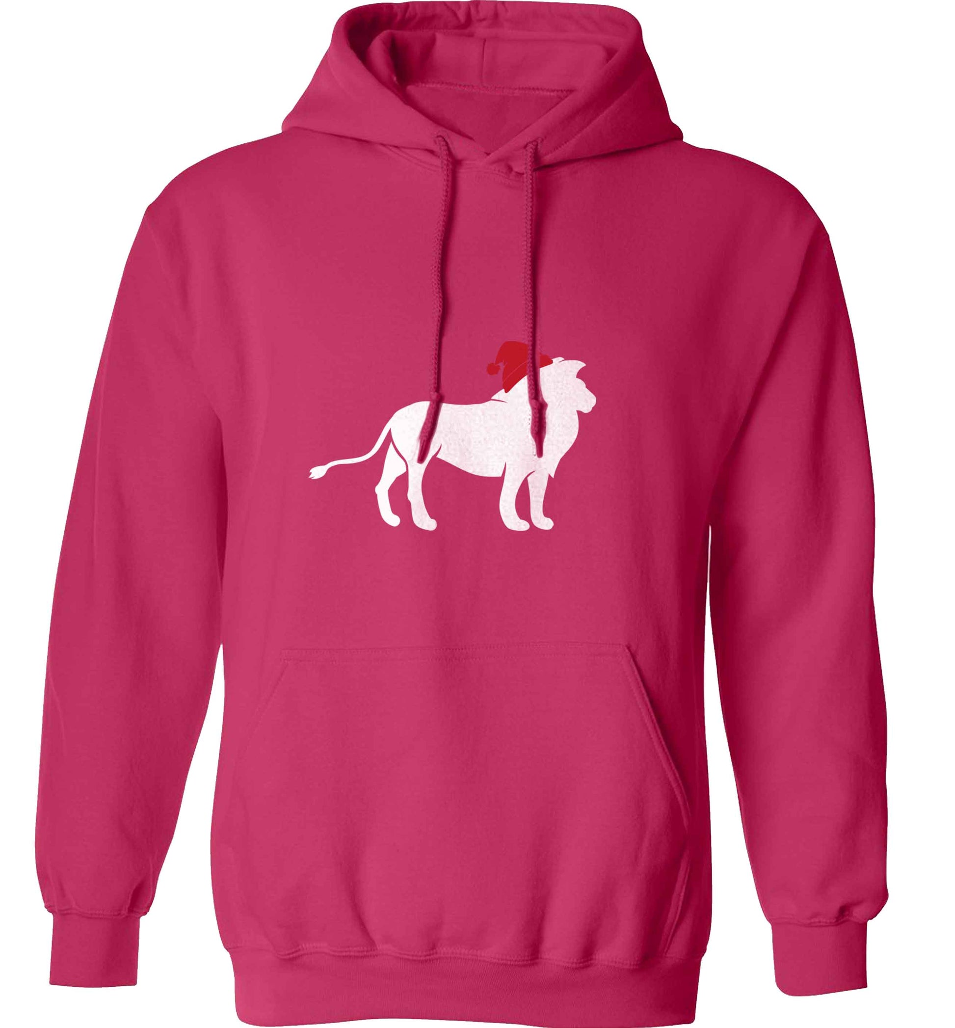 Gold lion santa adults unisex pink hoodie 2XL