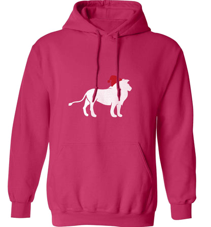 Gold lion santa adults unisex pink hoodie 2XL