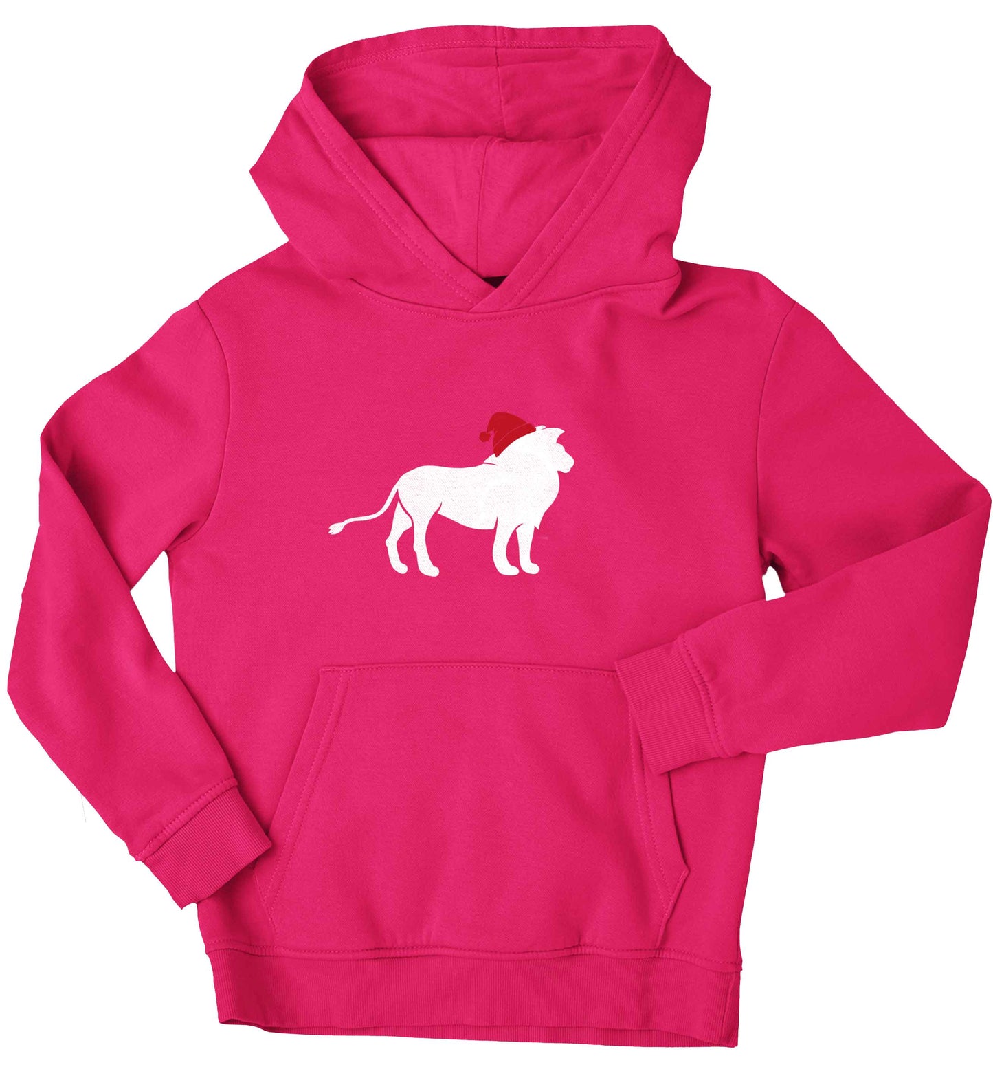 Gold lion santa children's pink hoodie 12-13 Years