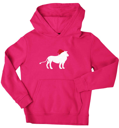 Gold lion santa children's pink hoodie 12-13 Years