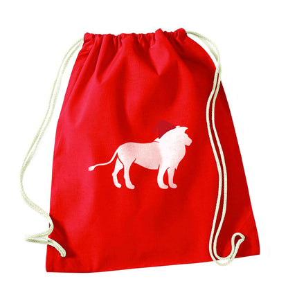 Gold lion santa red drawstring bag 