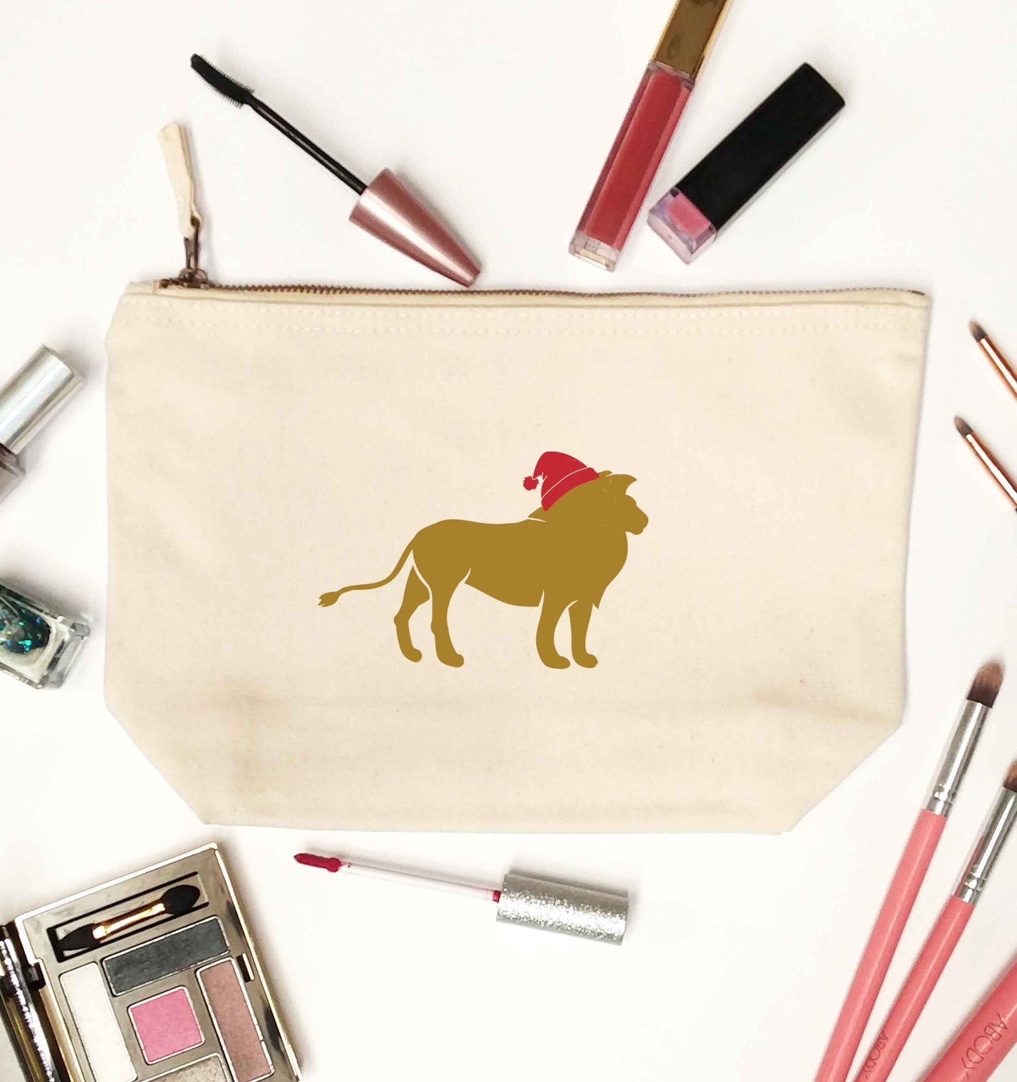 Gold lion santa natural makeup bag