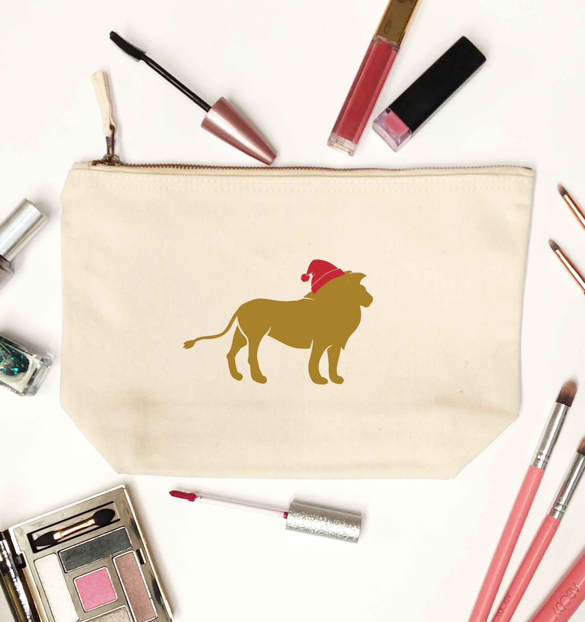 Gold lion santa natural makeup bag