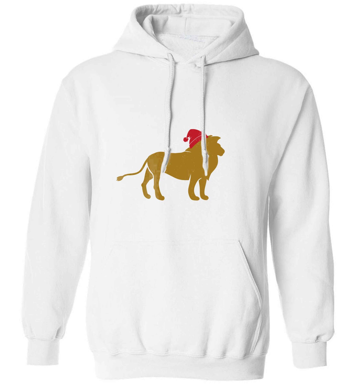 Gold lion santa adults unisex white hoodie 2XL
