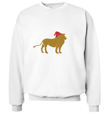 Gold lion santa adult's unisex white sweater 2XL
