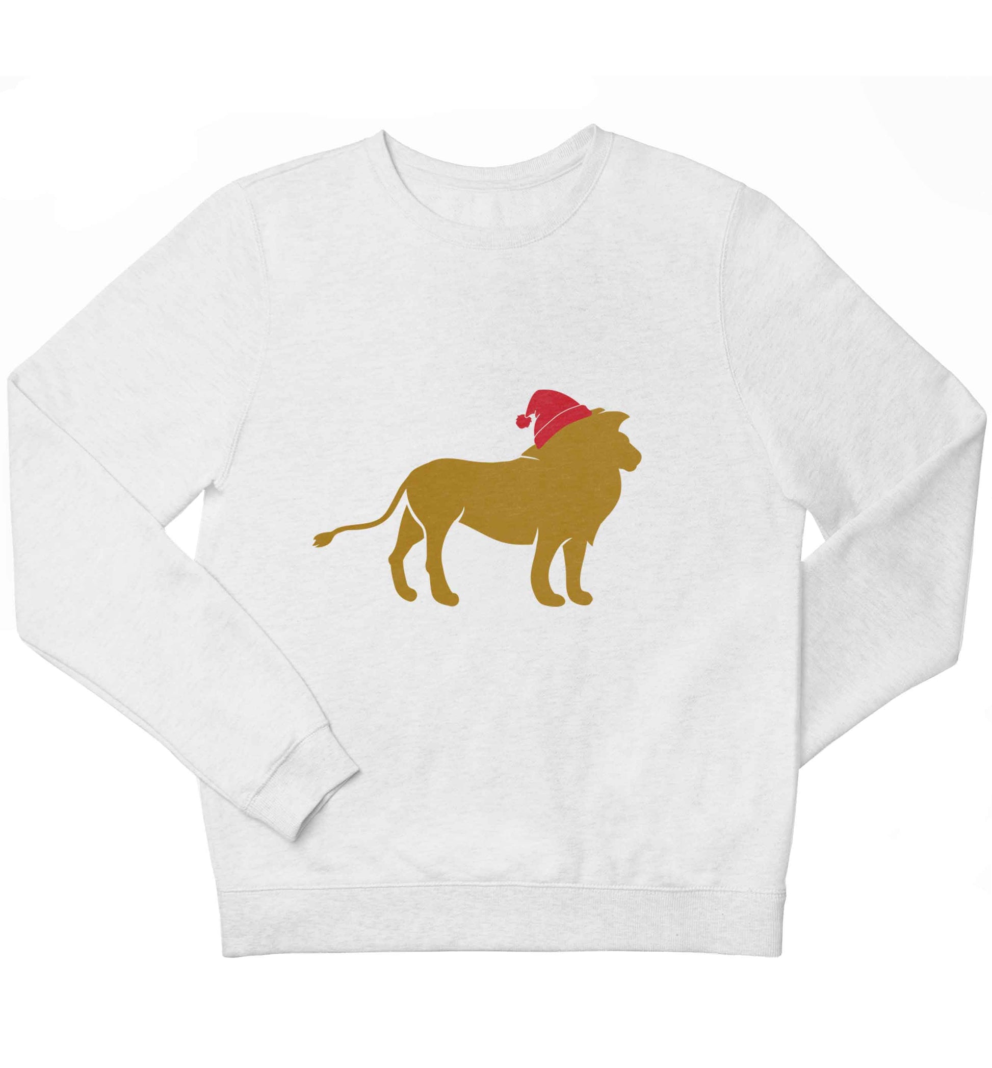 Gold lion santa children's white sweater 12-13 Years