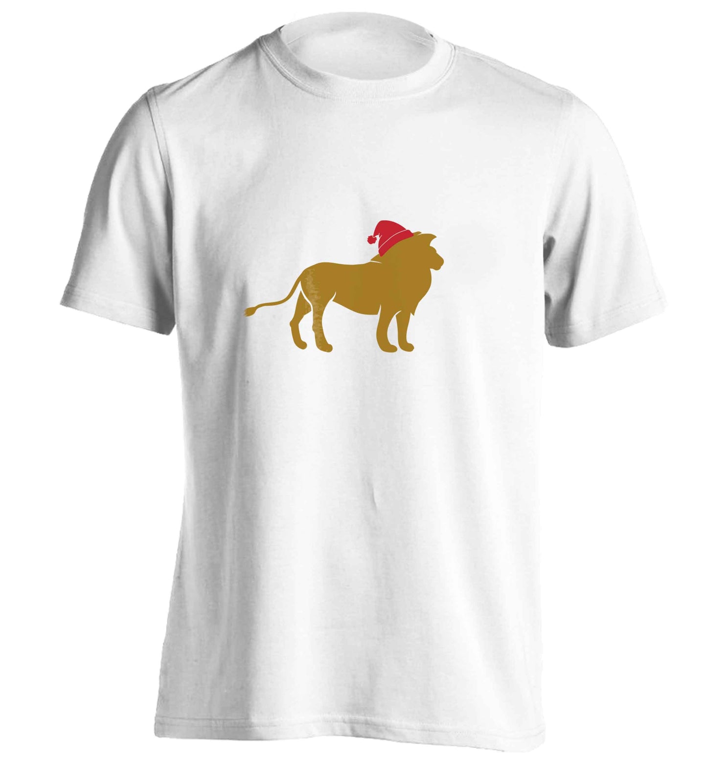 Gold lion santa adults unisex white Tshirt 2XL