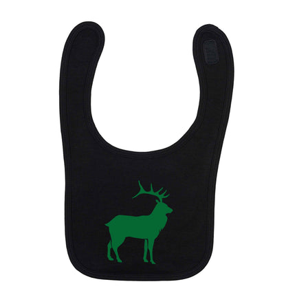 Green stag black baby bib