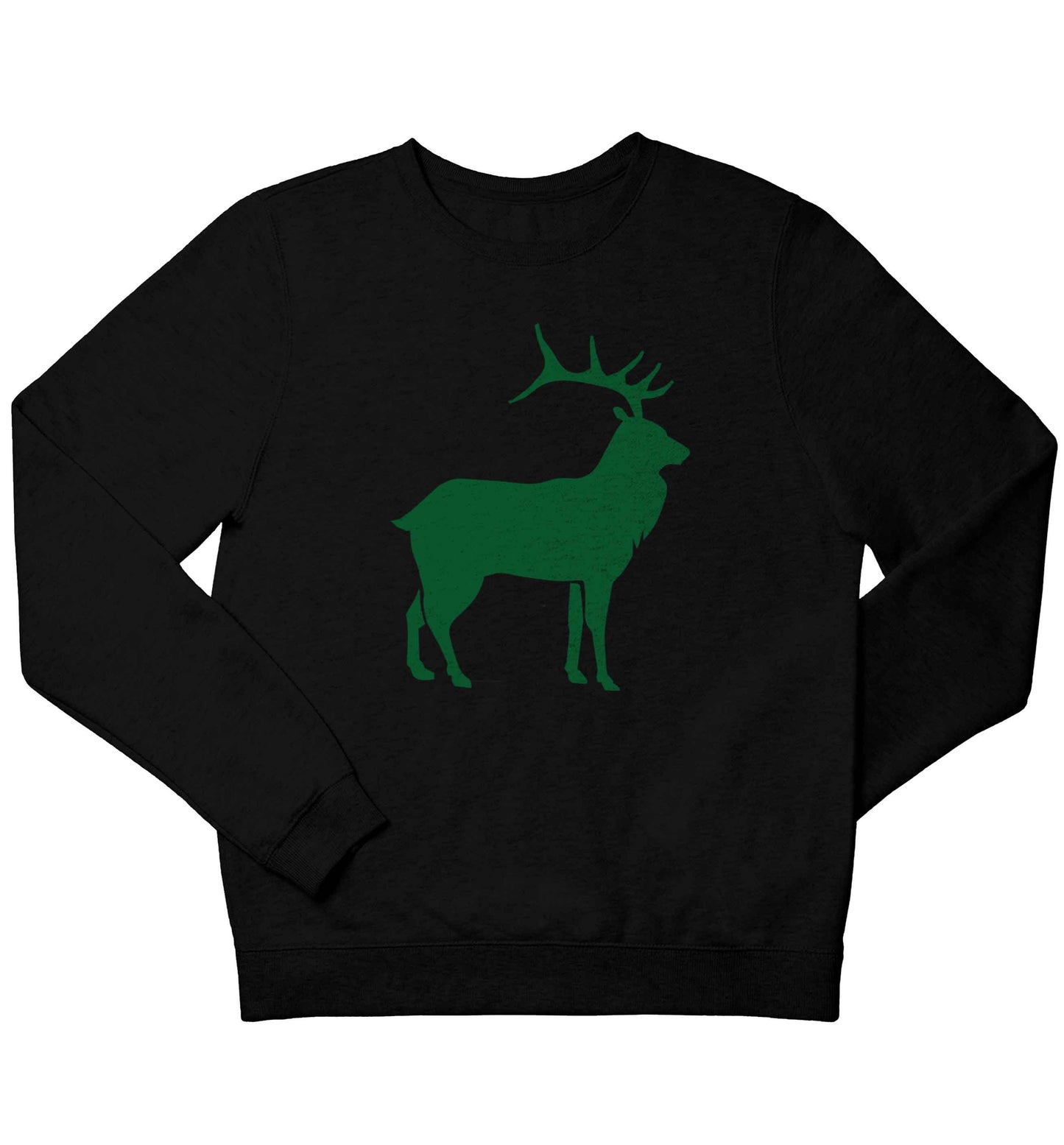 Green stag children's black sweater 12-13 Years