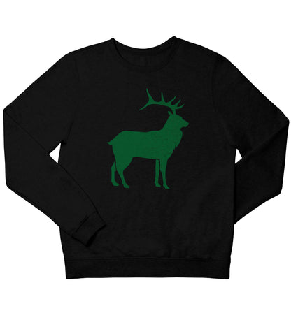 Green stag children's black sweater 12-13 Years