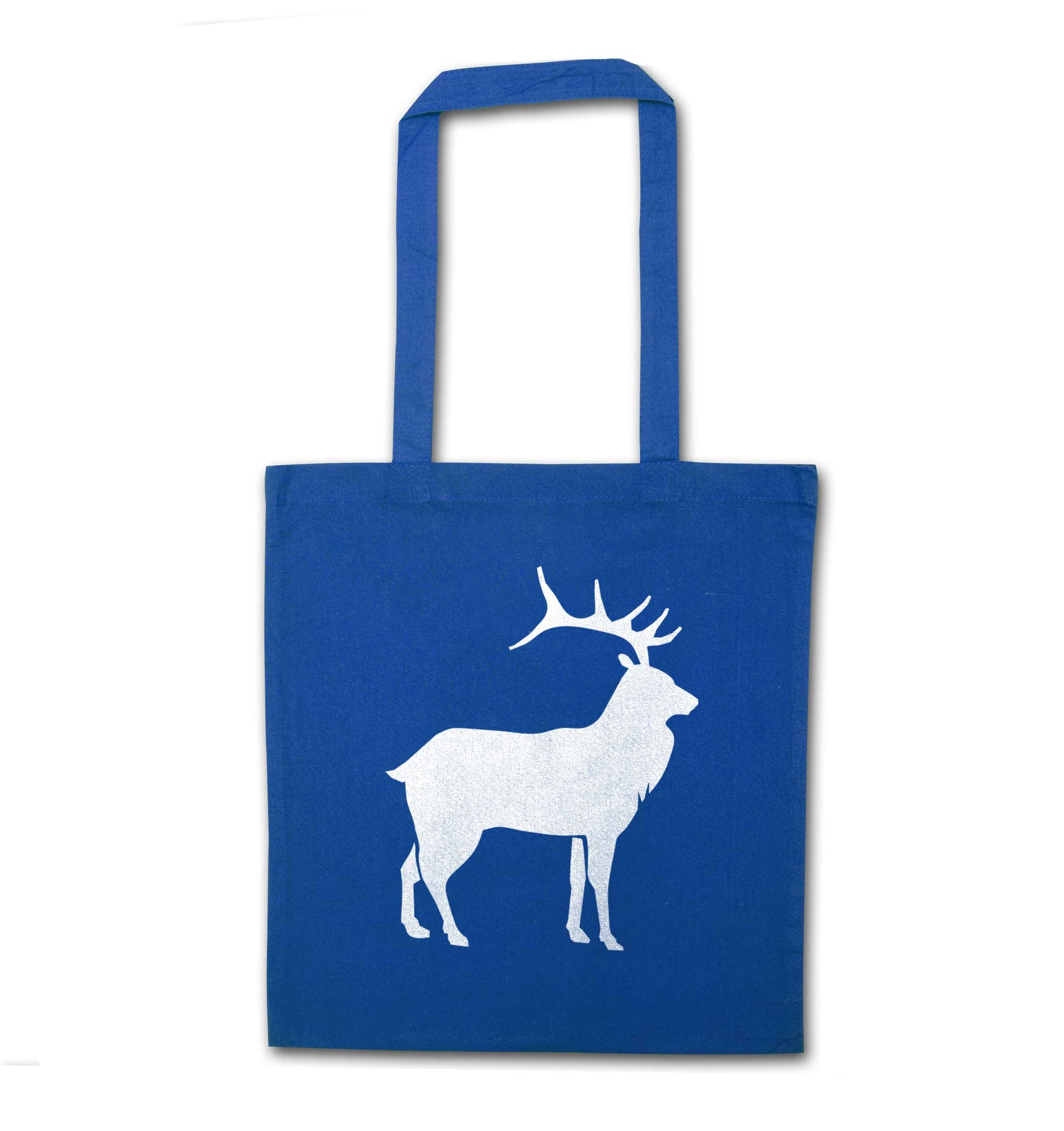 Green stag blue tote bag