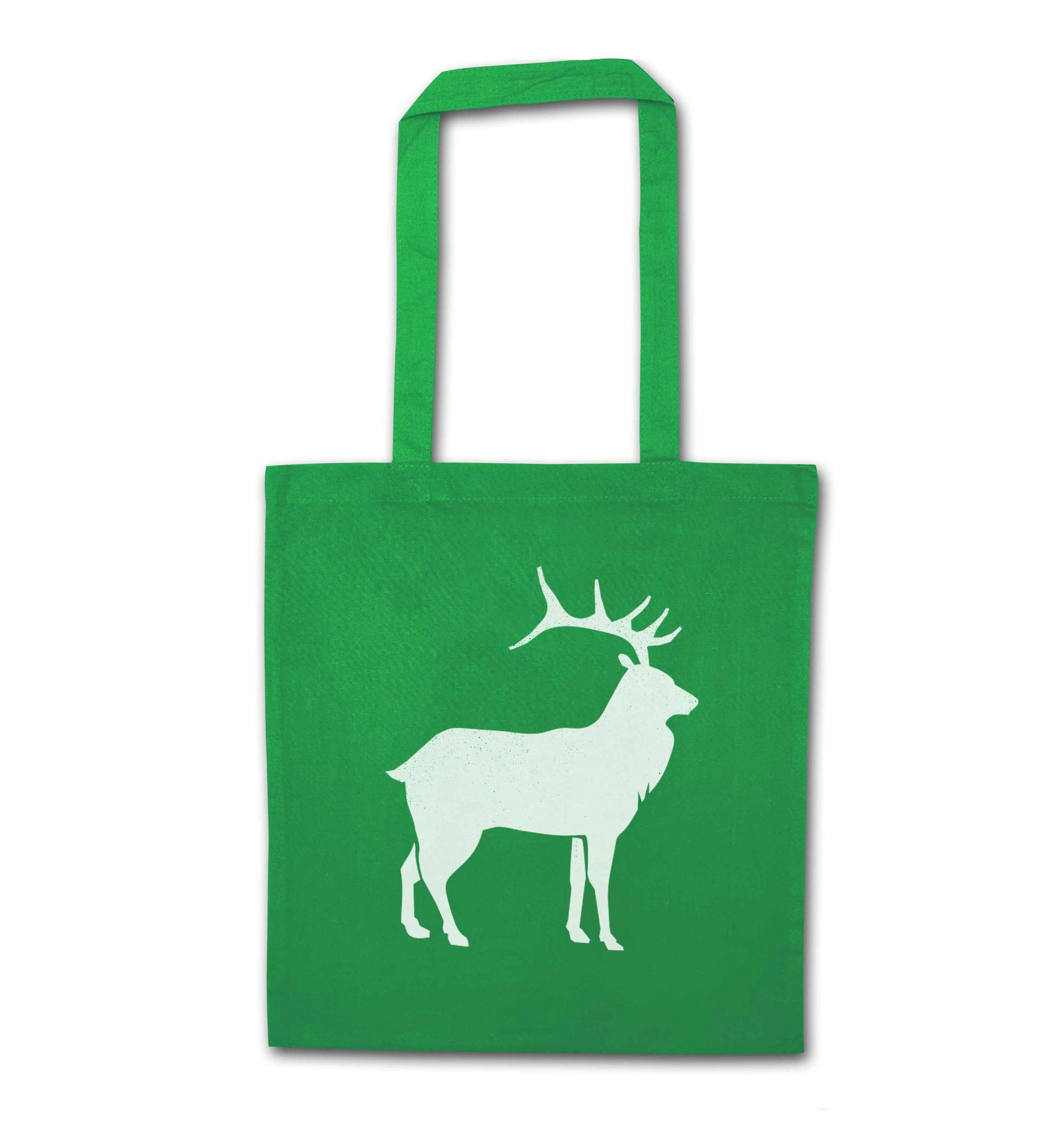 Green stag green tote bag