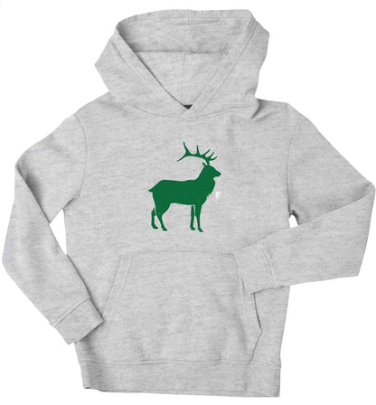 Green stag children's grey hoodie 12-13 Years