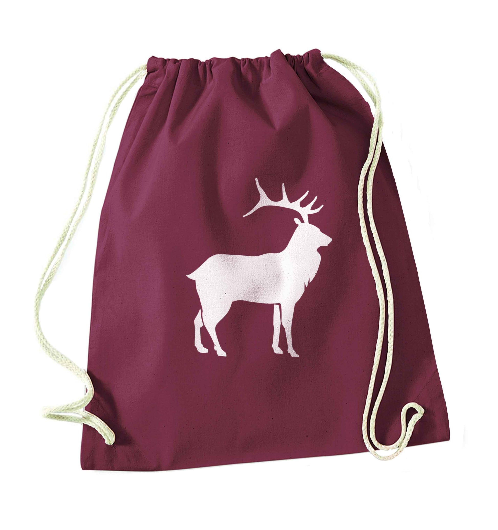 Green stag maroon drawstring bag