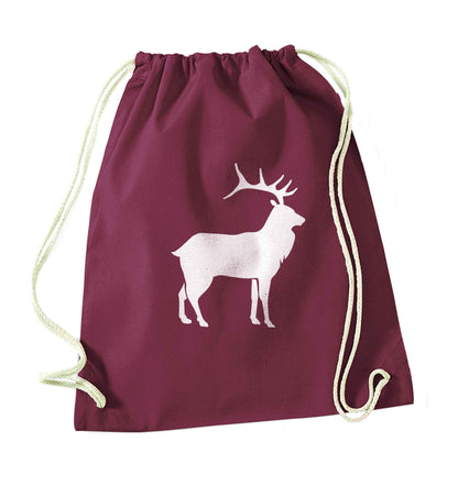 Green stag maroon drawstring bag