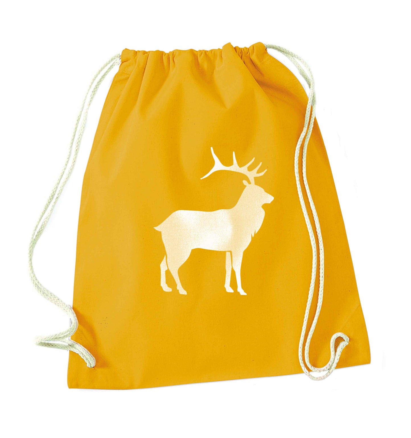 Green stag mustard drawstring bag