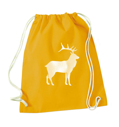 Green stag mustard drawstring bag