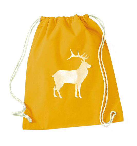 Green stag mustard drawstring bag