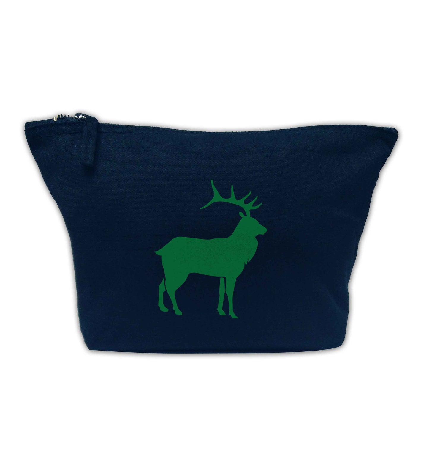 Green stag navy makeup bag