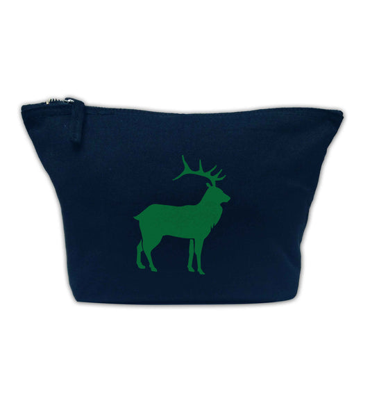 Green stag navy makeup bag