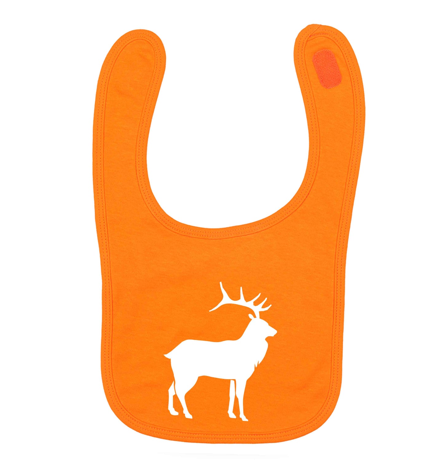 Green stag orange baby bib