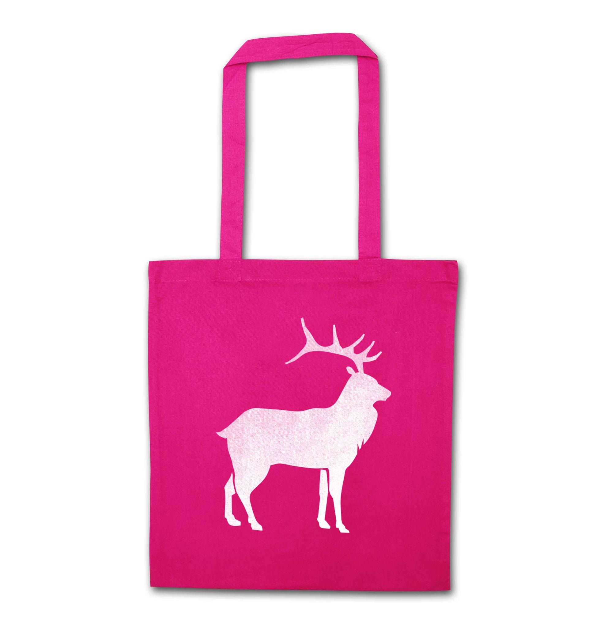 Green stag pink tote bag