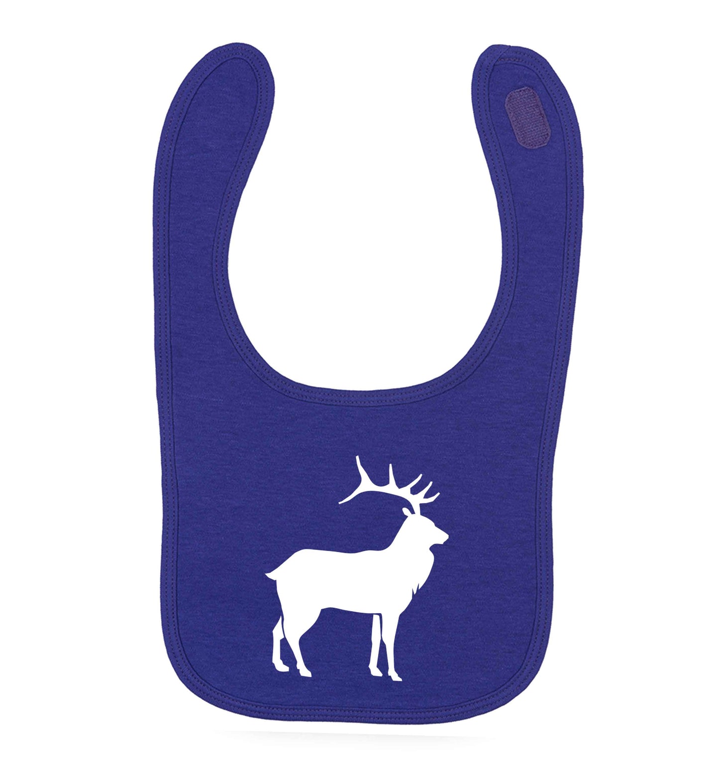Green stag purple baby bib