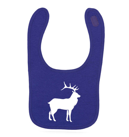 Green stag purple baby bib