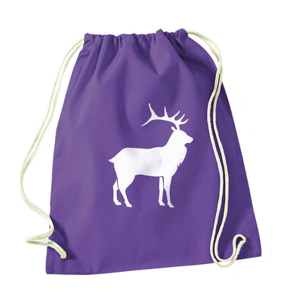 Green stag purple drawstring bag