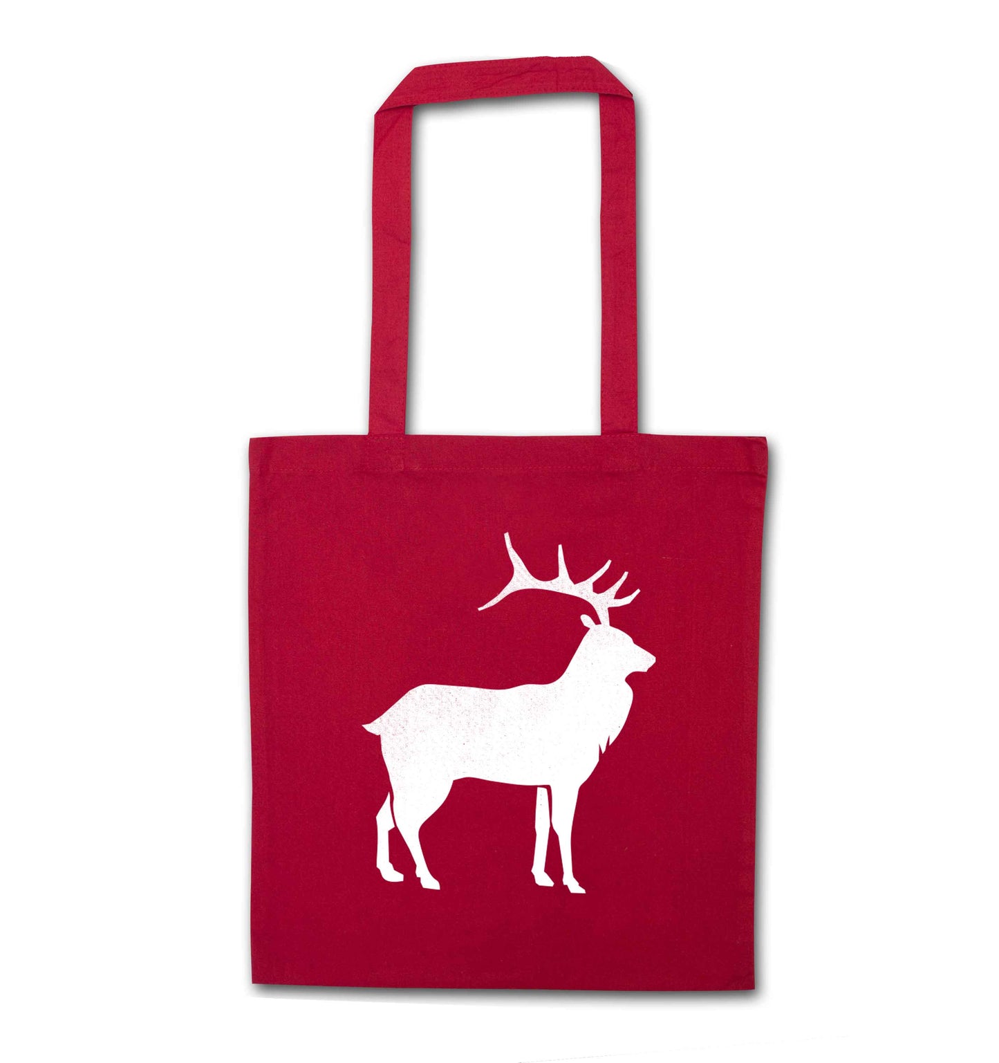 Green stag red tote bag