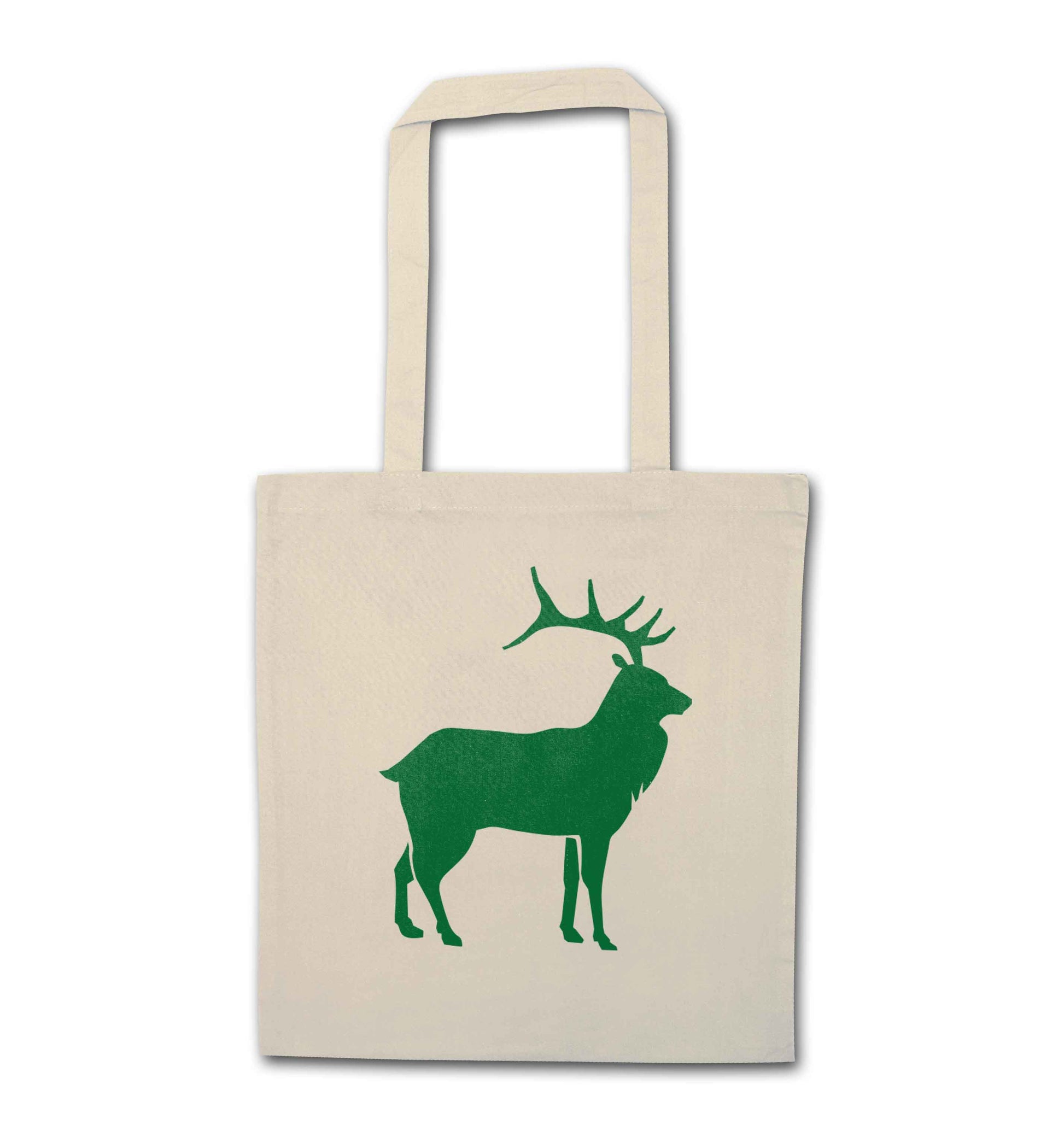 Green stag natural tote bag