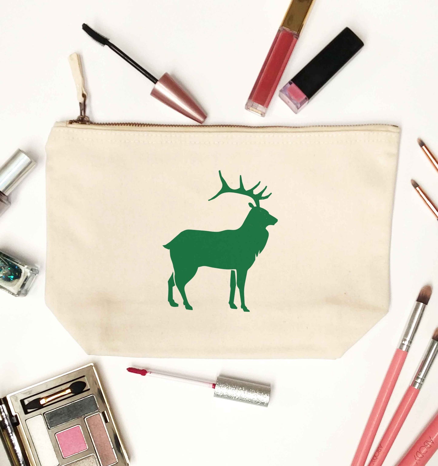Green stag natural makeup bag
