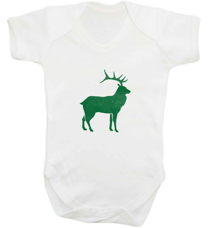 Green stag baby vest white 18-24 months
