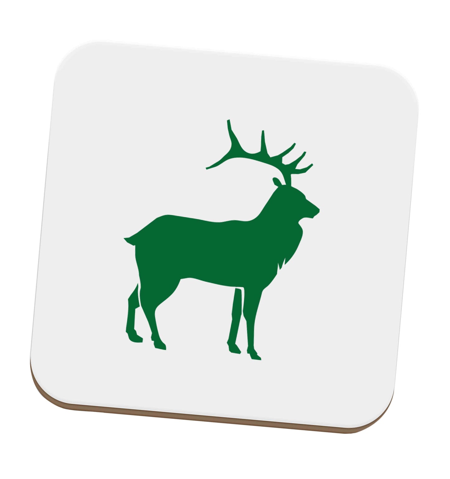 Green stag set of four coasters