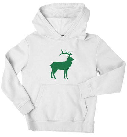 Green stag children's white hoodie 12-13 Years
