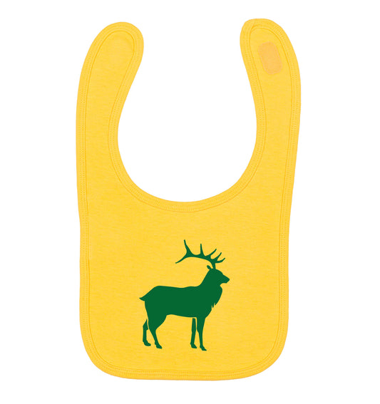 Green stag yellow baby bib