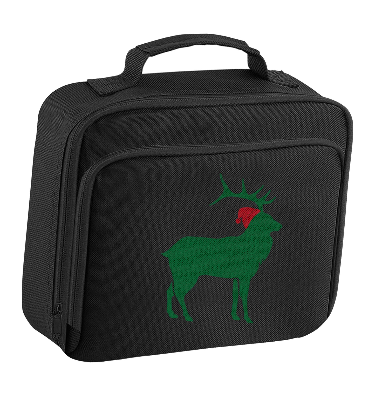Green stag Santa insulated black lunch bag cooler