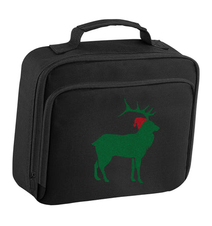 Green stag Santa insulated black lunch bag cooler