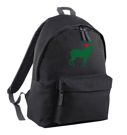 Green stag Santa black adults backpack