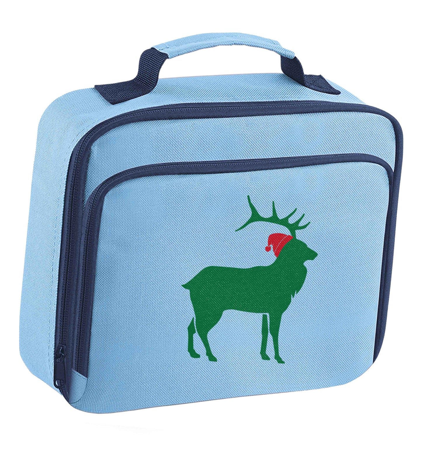 Green stag Santa insulated blue lunch bag cooler