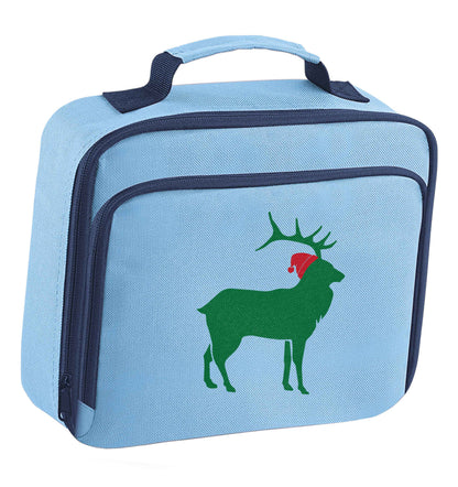 Green stag Santa insulated blue lunch bag cooler