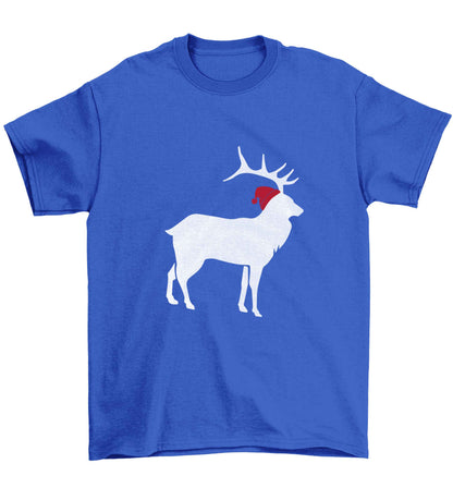 Green stag Santa Children's blue Tshirt 12-13 Years