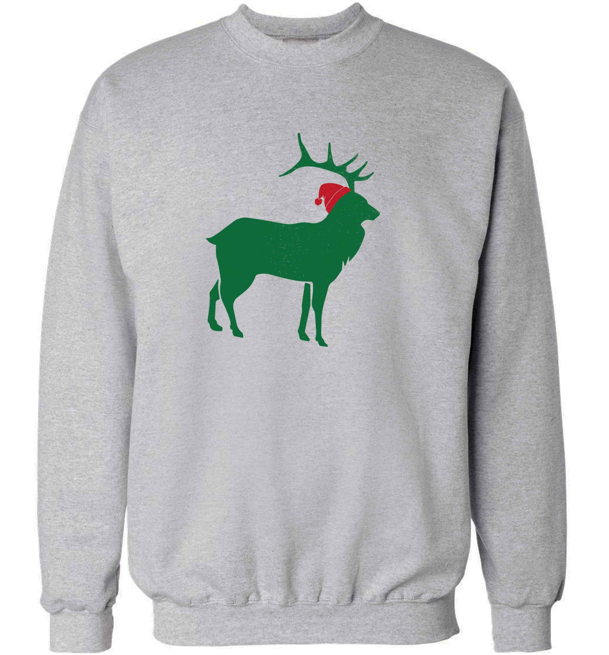 Green stag Santa adult's unisex grey sweater 2XL