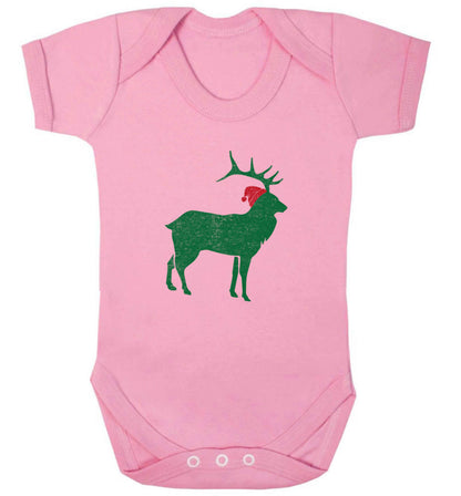 Green stag Santa baby vest pale pink 18-24 months