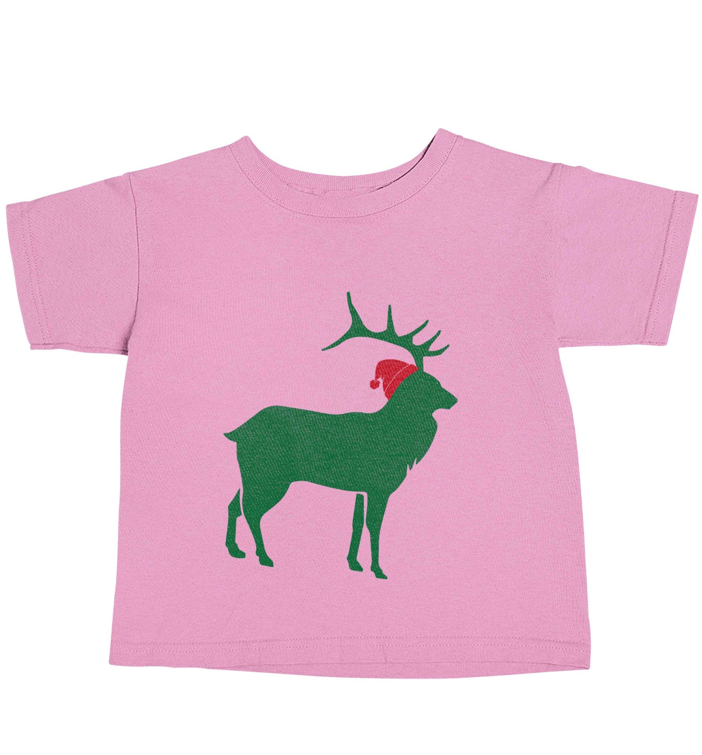 Green stag Santa light pink baby toddler Tshirt 2 Years