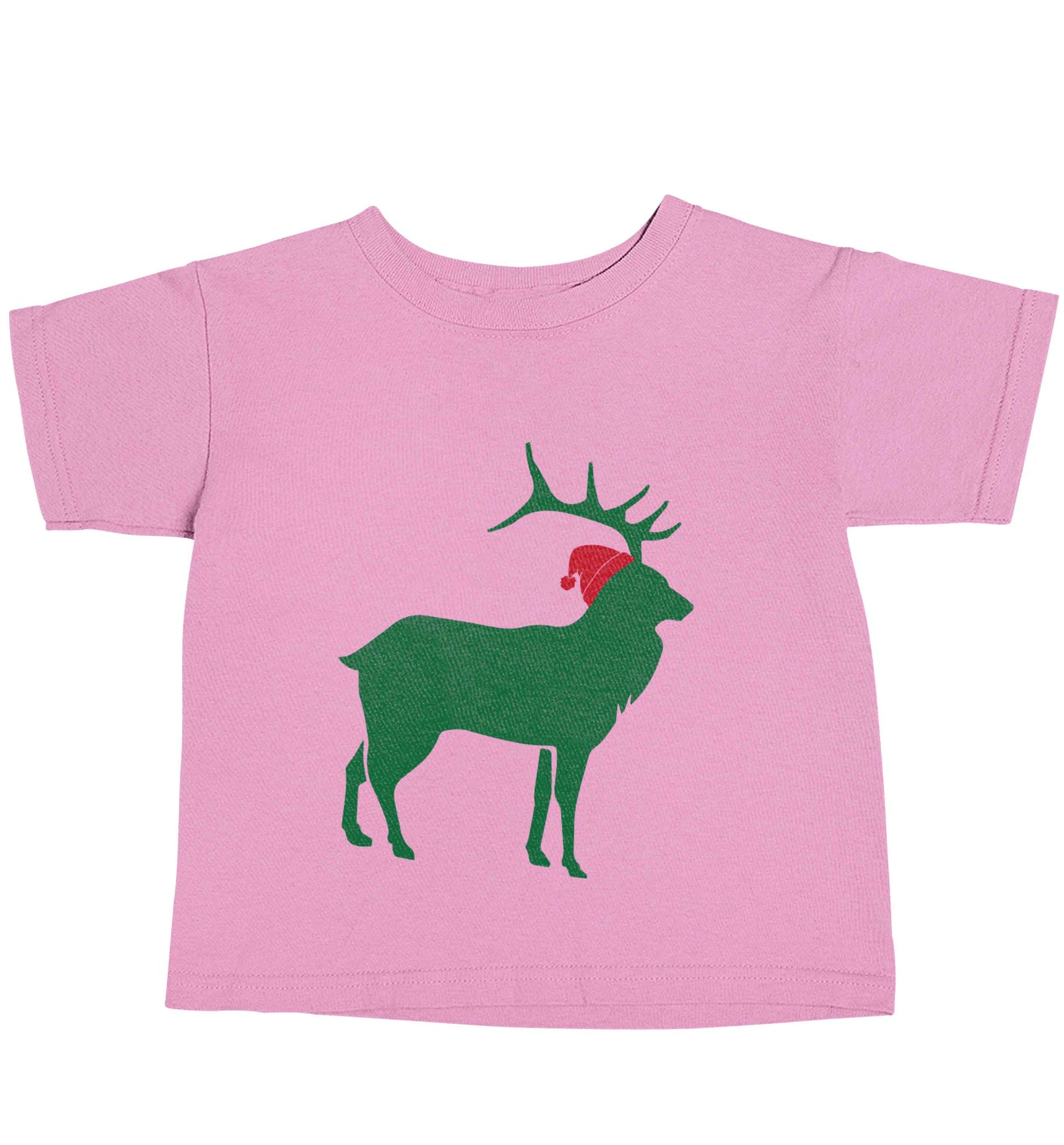 Green stag Santa light pink baby toddler Tshirt 2 Years