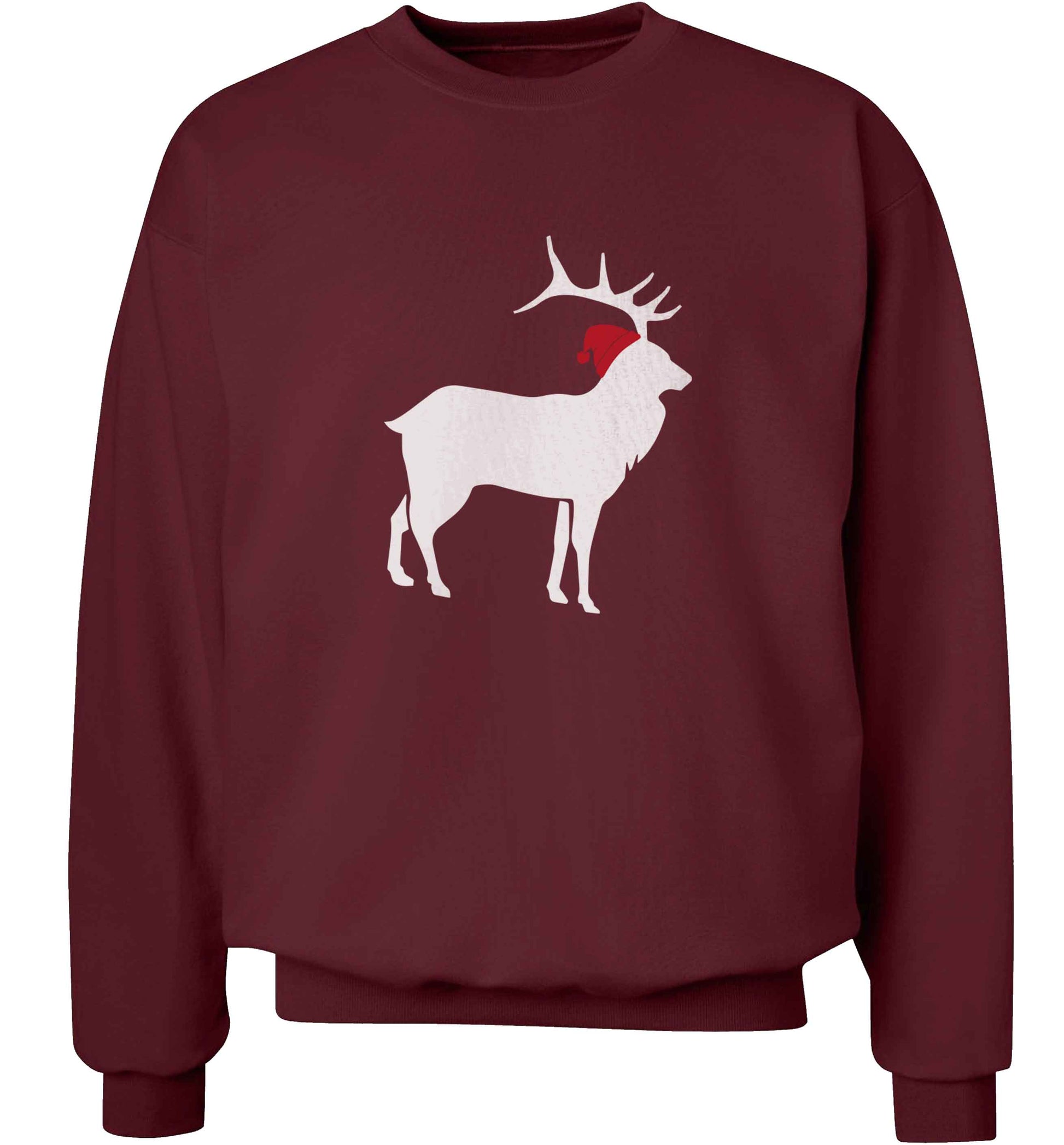 Green stag Santa adult's unisex maroon sweater 2XL