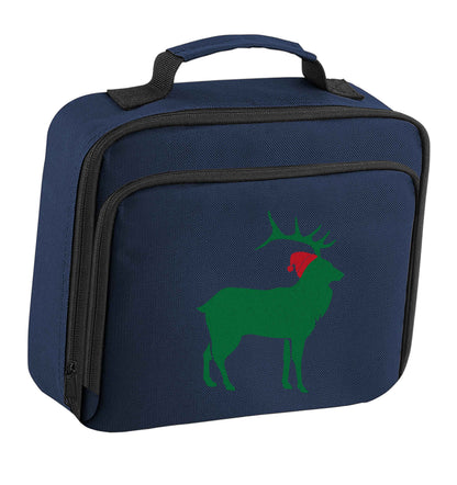 Green stag Santa insulated navy lunch bag cooler