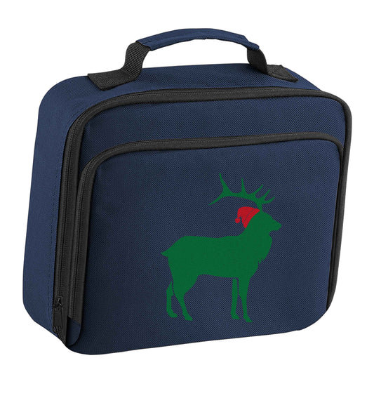 Green stag Santa insulated navy lunch bag cooler