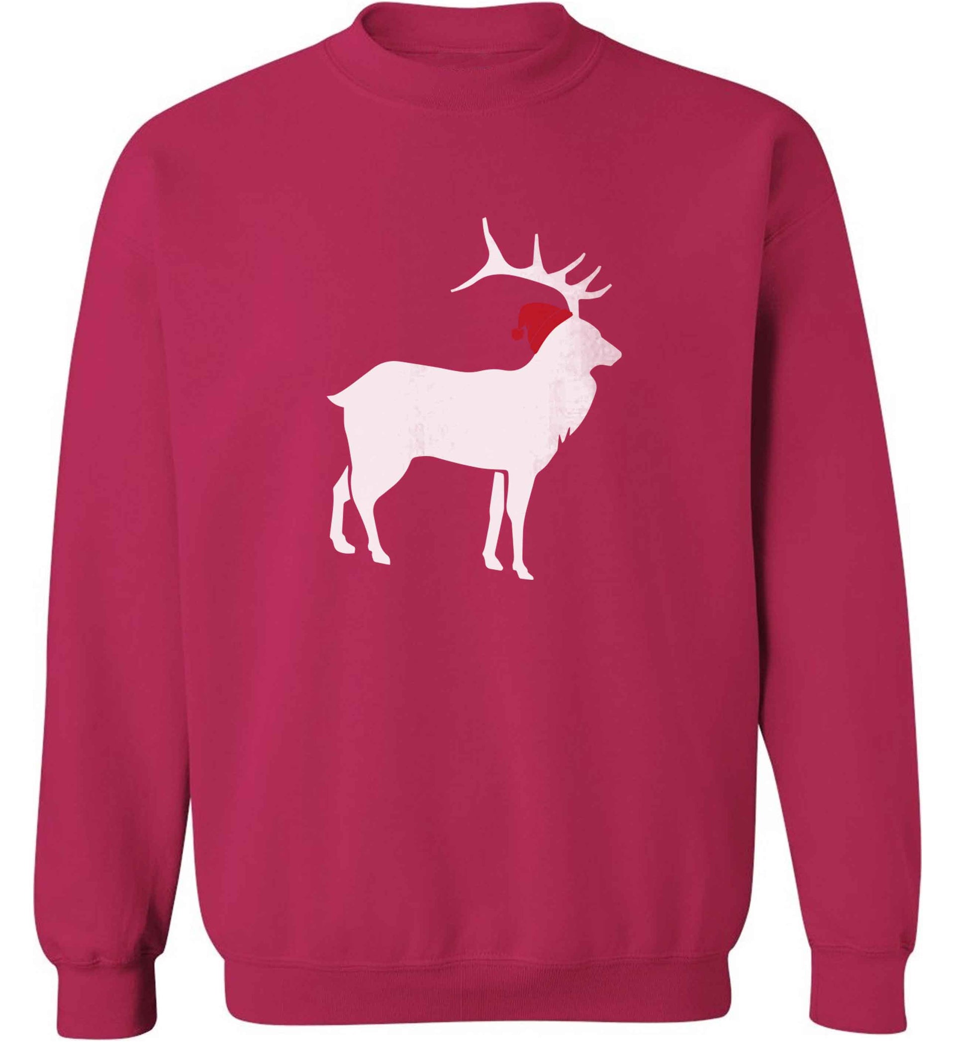 Green stag Santa adult's unisex pink sweater 2XL